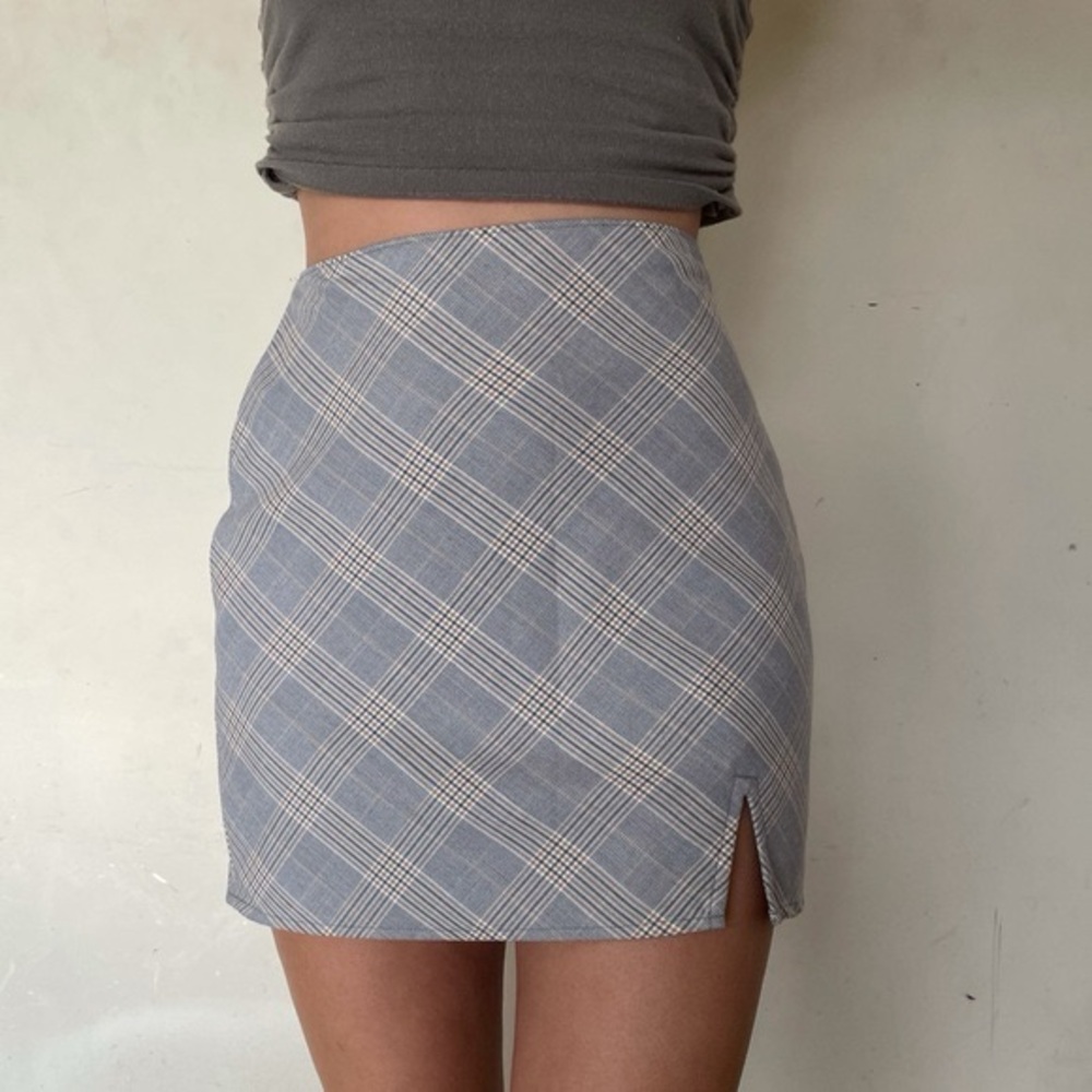 NWT Abercrombie & Fitch Plaid Mini Skirt Size M | Gray Y2K Preppy Side Slit